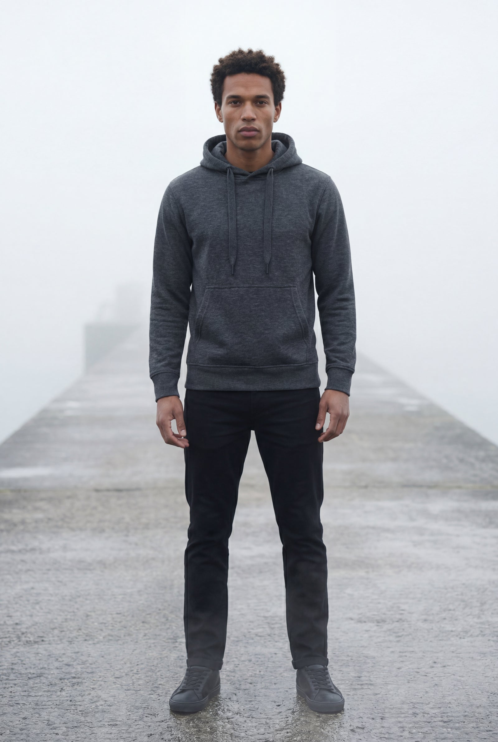 Dark Gray Men's Classic Drawstring Hood Regular Fit Pullover Hoodie - Men's hoodie - Photo 9