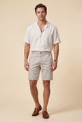 Cream Men's Slim Tailored Fit Chino Shorts with Elastic Waistband - Casual shorts - Photo 3