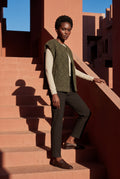 Olive Oversized Sleeveless Open-front Cardigan Vest - Oversized cardigan - Photo 12