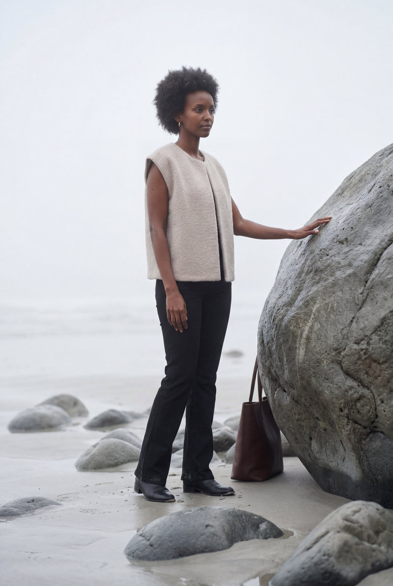 Khaki Oversized Sleeveless Open-front Cardigan Vest - Oversized cardigan - Photo 4