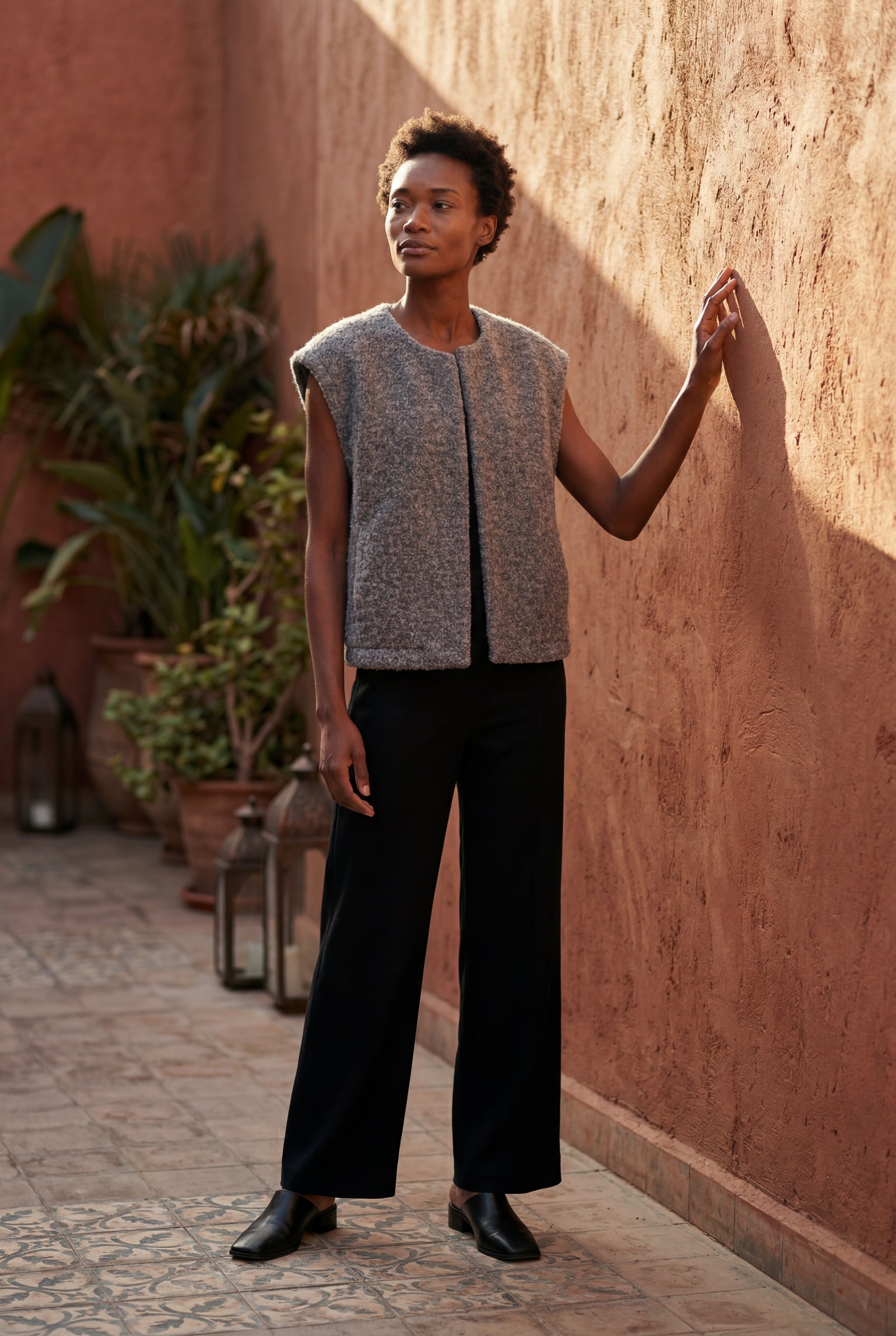 Gray Oversized Sleeveless Open-front Cardigan Vest - Oversized cardigan - Photo 5