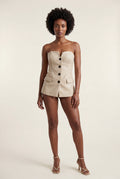 Cream Strapless Sweetheart Bow Detail Tailored Blazer Top - Blazer tops - Photo 2