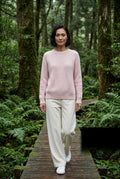 Baby Pink Vertical Ribbed Crewneck Relaxed Fit Sweater - Knit sweater - Photo 9