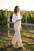 Women's Trousers High Waist Wide Leg in Cream — lifestyle secondary