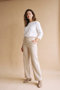 Women's Trousers High Waist Wide Leg in Cream — studio primary