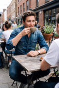 Men's Shirt Long Sleeve Vintage Look in Dark Blue — lifestyle cafe