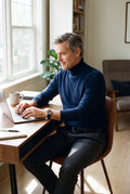 Men's Sweater Turtleneck Classic Fit in Dark Blue — secondary lifestyle