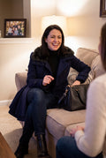 Women's Coat Fur-Lined Elegant in Dark Blue — home relax