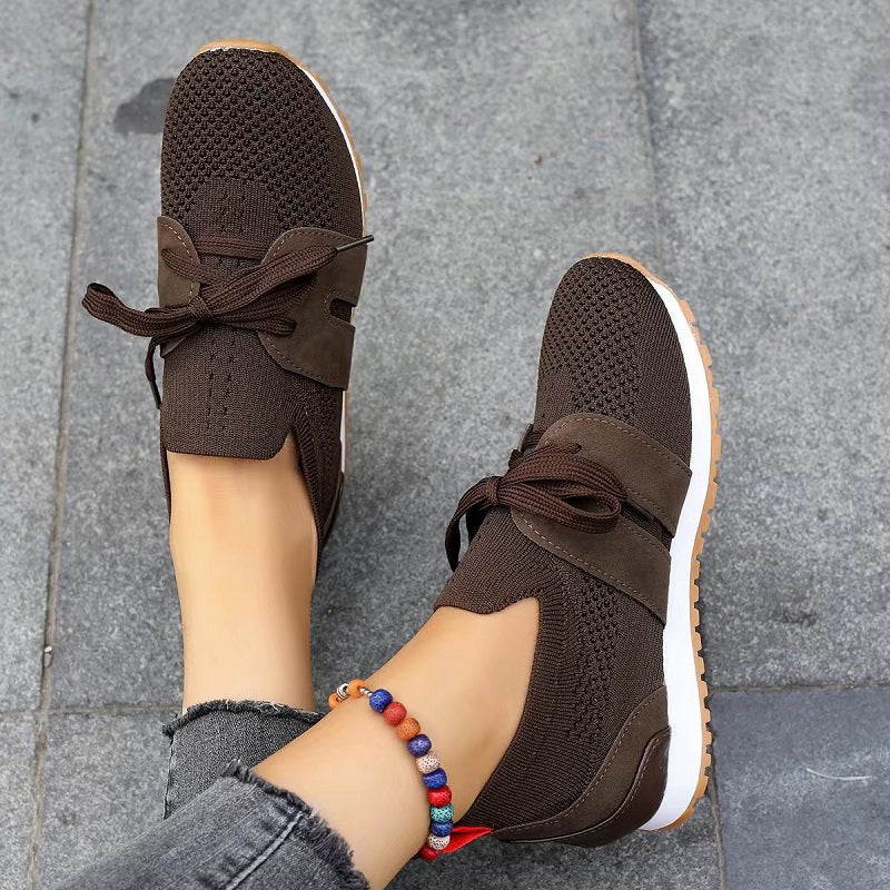 Dark Brown Breathable Lace-up Low-top Sneakers - Photo 4