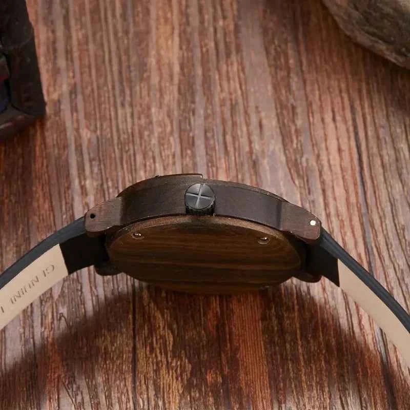 Compass Detail Wooden Analog Watch with Strap - Analog watches - Photo 7