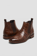 Embossed Leather Chelsea Boots in Dark Brown — Stilenza main image