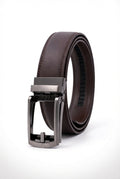 Dark Brown Gunmetal Automatic Buckle Adjustable Dress Belt - Photo 1