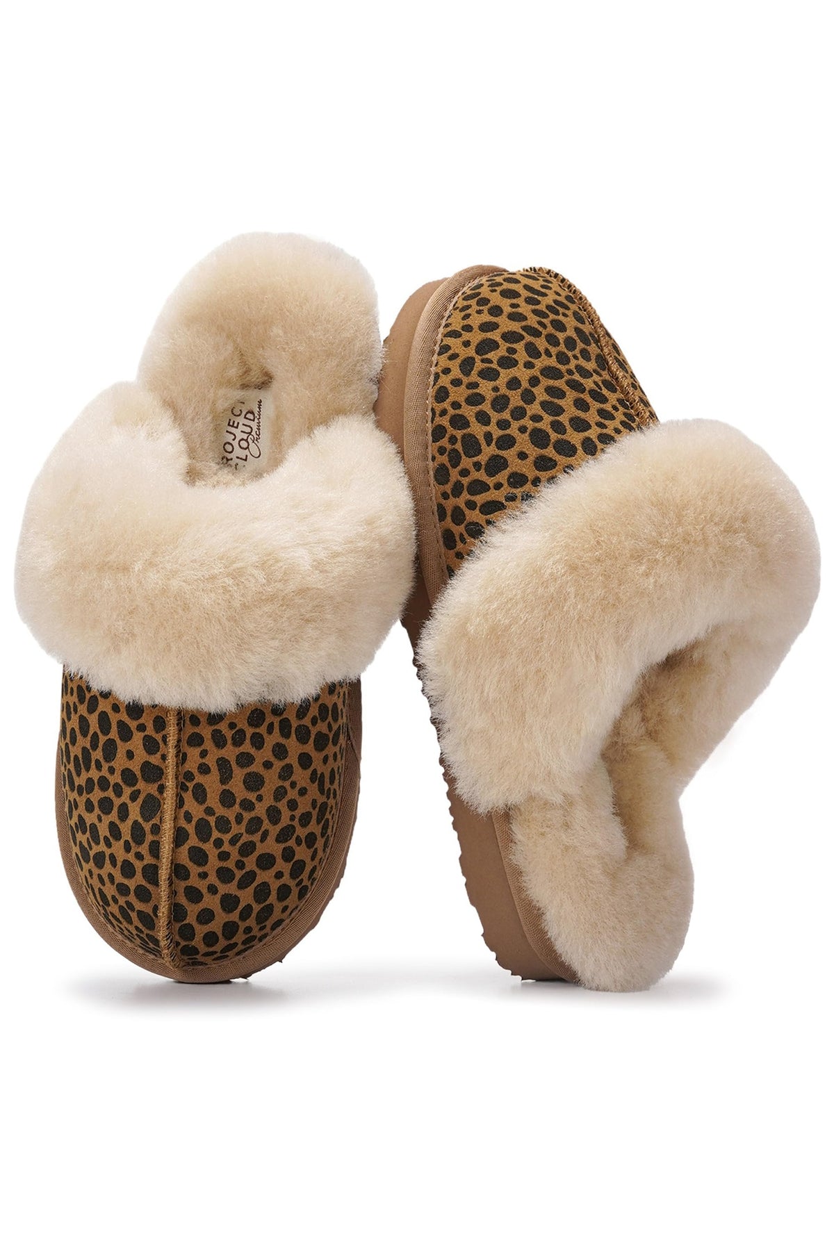 Shearling Open-Back Slippers in Dark Brown Leopard Suede — other