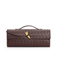 Dark Brown Metallic Structured Clutch Shoulder Bag - Clutch shoulder bags - Photo 21