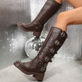 Multiple Buckle Strap Tall Biker Boots - Photo 2
