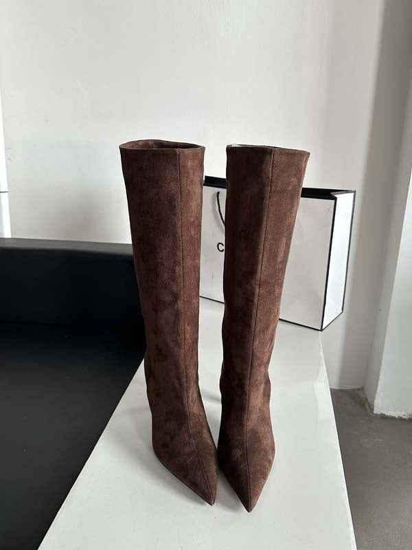 Dark Brown Sleek Pointed Toe Knee High Stiletto Boots - Knee high boots - Photo 6