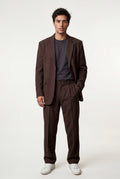 Dark Brown Slim Fit Single-breasted Two Piece Suit Set - Two-piece set - Photo 5