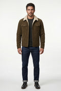 Dark Brown Structured Trucker Jacket with Collar - Lined jackets - Photo 4