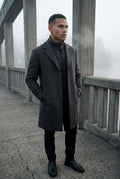 Gray Tailored Three-button Winter Coat with Notched Lapel - Photo 11