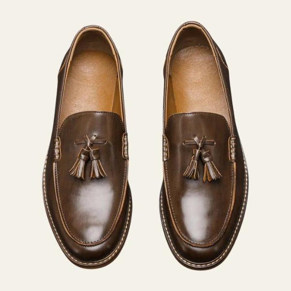 Dark Brown Tassel Almond Toe Slip-on Loafers Dark Brown - Slip on loafers - Photo 6