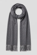 Cashmere Fringed Scarf in Dark Gray — studio front