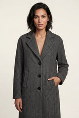 Dark Gray Charcoal Grey Herringbone Single-breasted Trench Coat - Photo 1