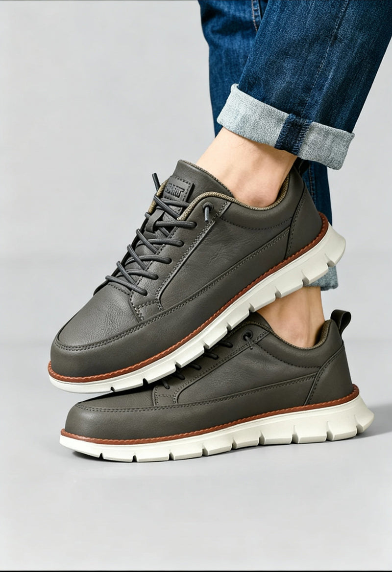 Dark Gray Chunky Sole Lace-up Casual Sneakers - Lace-up shoes - Photo 4