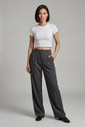 Dark Gray High-waisted Pleated Wide-leg Tailored Trousers - Wide leg trousers - Photo 14