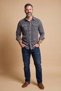 Men's Shirt Button Pockets Long Sleeve in Dark Gray — primary studio