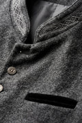 Dark Gray Men's Charcoal Embroidered Stand Collar Buttoned Vest - Mens vests - Photo 3