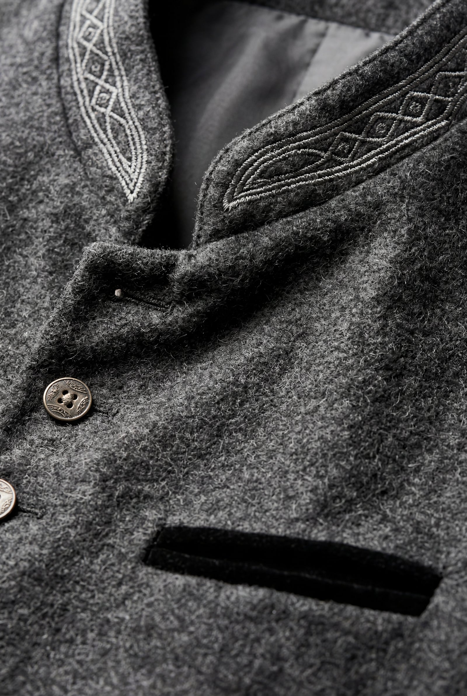 Dark Gray Men's Charcoal Embroidered Stand Collar Buttoned Vest - Mens vests - Photo 3