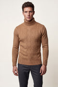 Caramel Men's Chunky Cable Turtleneck Sweater - Photo 3