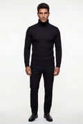 Black Men's Chunky Cable Turtleneck Sweater - Photo 4