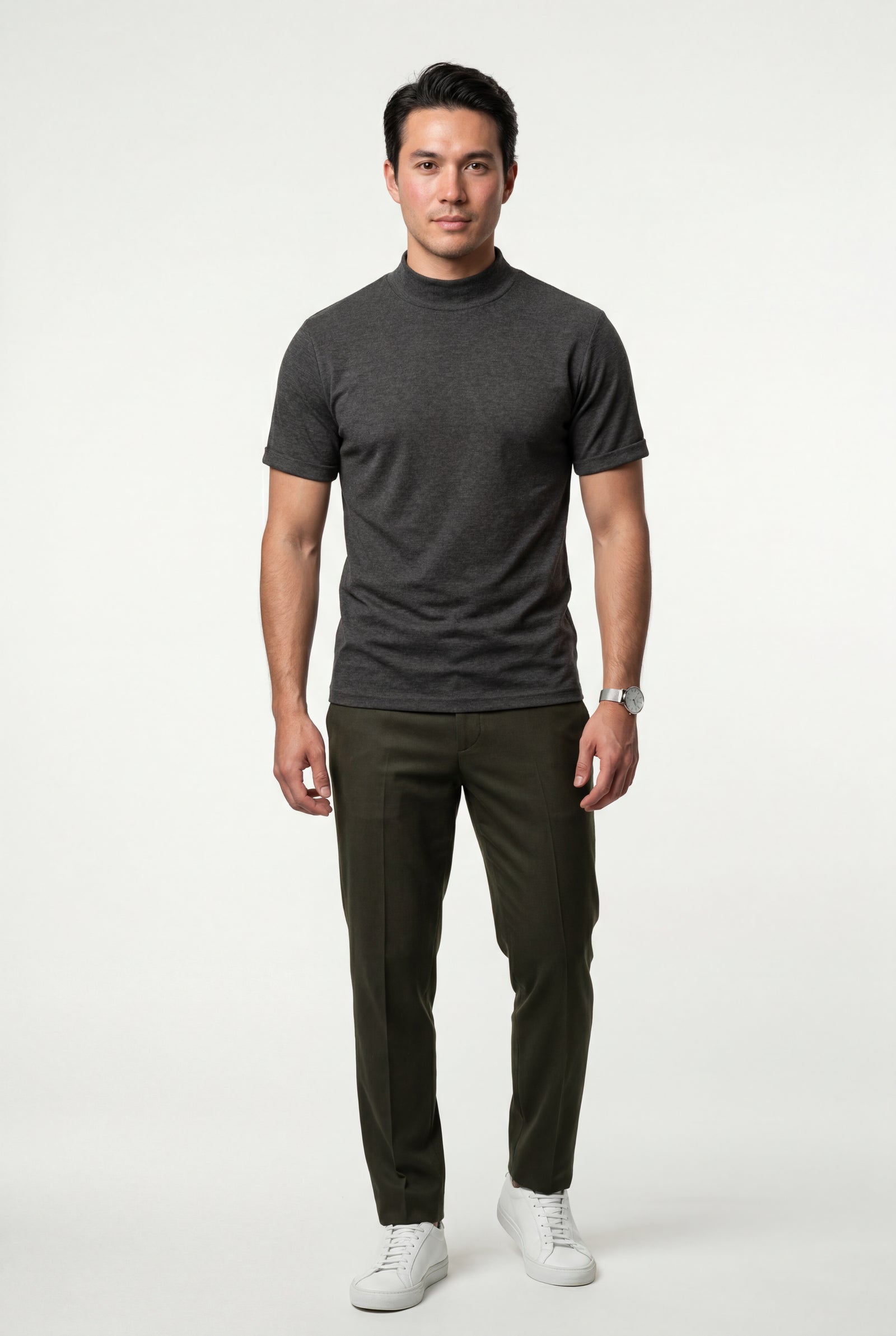 Dark Gray Men's Regular Fit Crew Neck Short Sleeve T-Shirt - Crew neck t-shirts - Photo 6