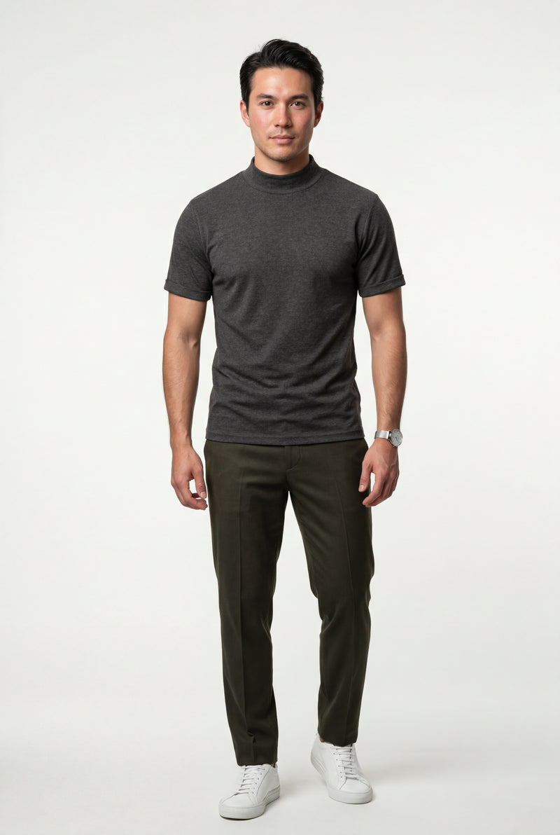 Dark Gray Men's Regular Fit Crew Neck Short Sleeve T-Shirt - Crew neck t-shirts - Photo 6