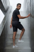 Black Men's Tailored Above-Knee Casual Shorts with Belt Loops - Photo 11