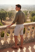 White Men's Tailored Above-Knee Casual Shorts with Belt Loops - Photo 22