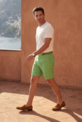 Light Green Men's Tailored Above-Knee Casual Shorts with Belt Loops - Photo 29