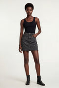 Dark Gray Pearl Embellished Washed Black Mini Skirt - Photo 1