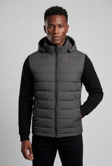 Dark Gray Quilted Hooded Hybrid Jacket with Sleeves - Hooded jackets - Photo 1