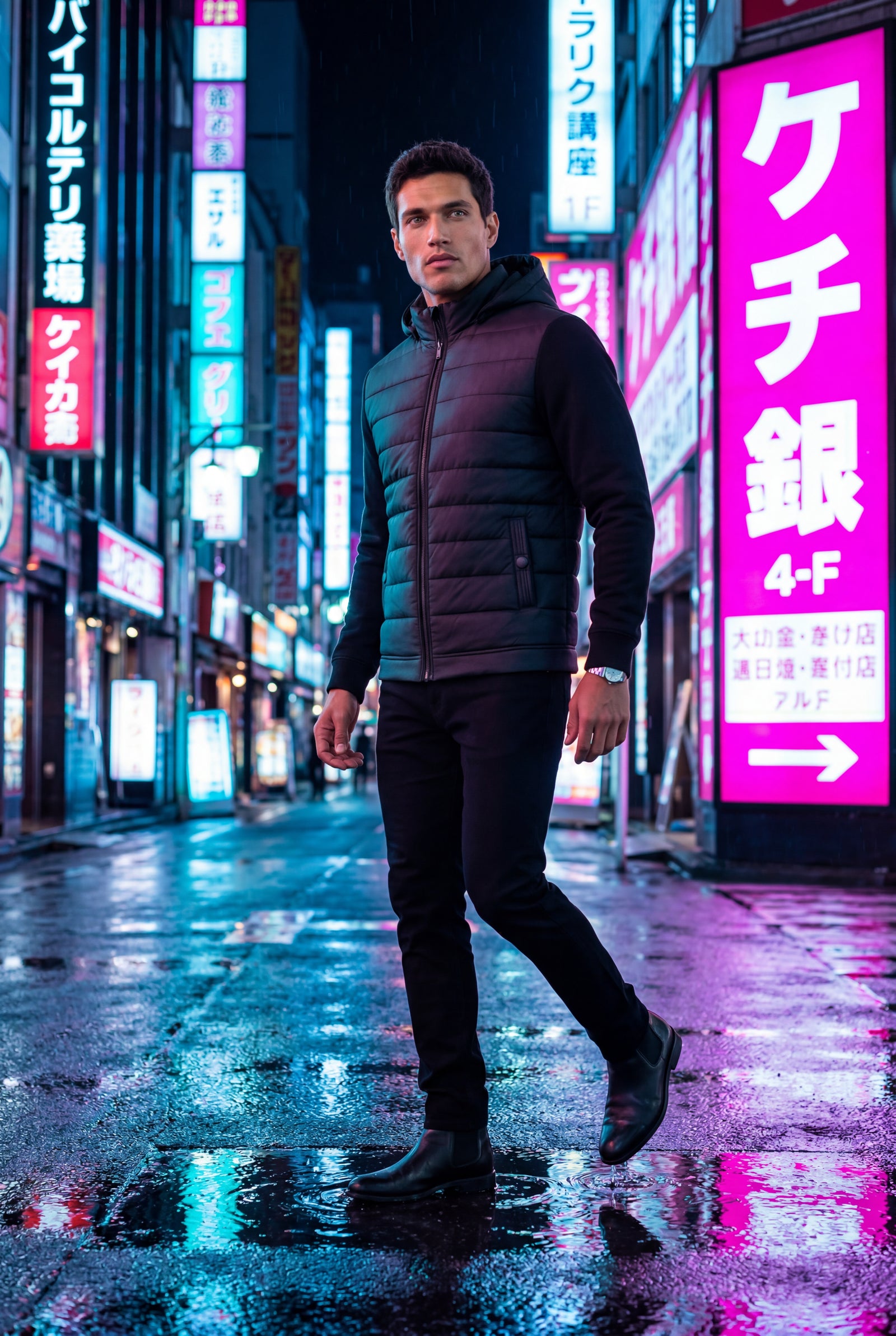 Black Quilted Hooded Hybrid Jacket with Sleeves - Hooded jackets - Photo 6