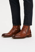 Black Ruched Zip Ankle Boots with Almond Toe and Stacked Heel - Chelsea ankle boots - Photo 3
