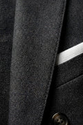Dark Gray Slim Fit Three-piece Suit with Notch Lapel Vest - Photo 4