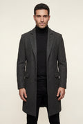 Dark Gray Slim Tailored Single-breasted Overcoat with Notched Lapel - Photo 1