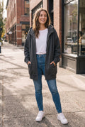 Women's Hoodie Oversized Zipper in Dark Gray — lifestyle ugc