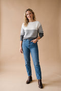 Women's Sweater Ombre Relaxed Fit in Dark Gray — studio front