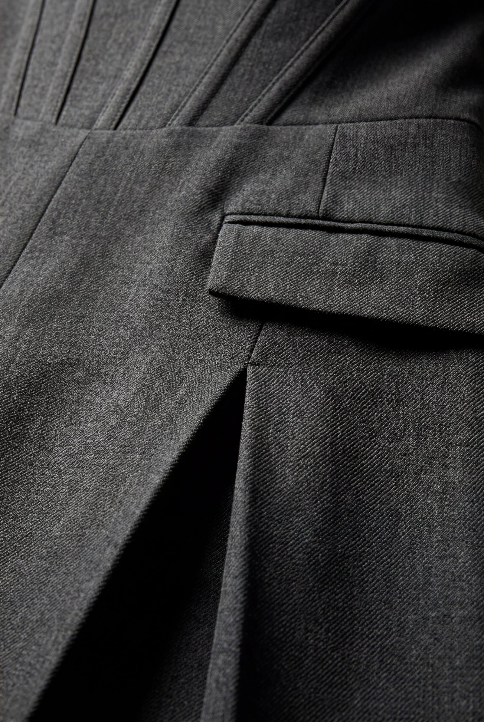 Dark Gray Women's Charcoal Sleeveless Tailored Mini Dress with Pleats - Photo 3