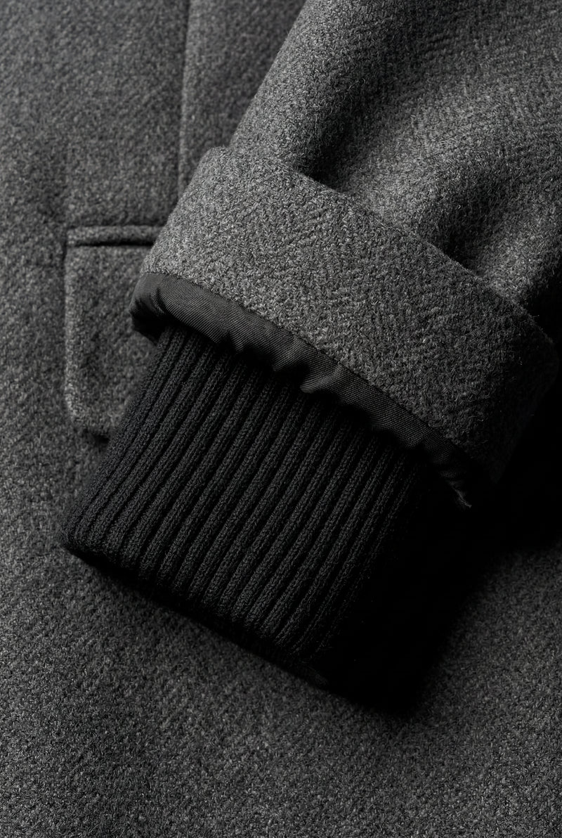 Dark Gray Women's Oversized Double-Breasted Long Coat with Lapel - Oversized coats - Photo 4