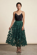 Dark Green 3d Polka Dot Applique A-line Midi Skirt - Tulle skirt - Photo 5