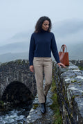 Navy Blue Chunky Ribbed Oversized Turtleneck Sweater - Photo 10